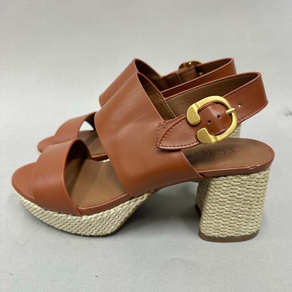 Aerosoles Camera Gingerbread‎ Combo Leather Slingback Platform Sandal Size 9 - Picture 4 of 16
